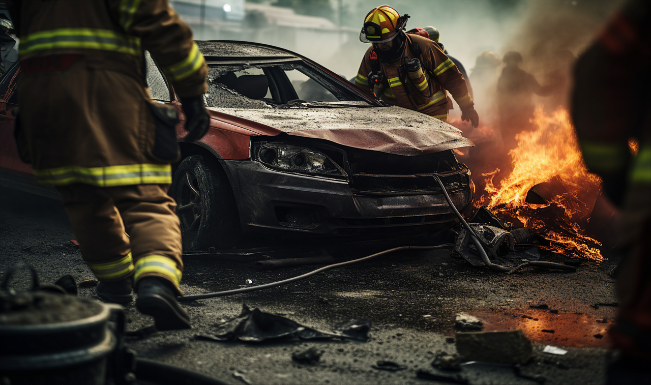 Car accident crash collision injury and damage made with generative AI
